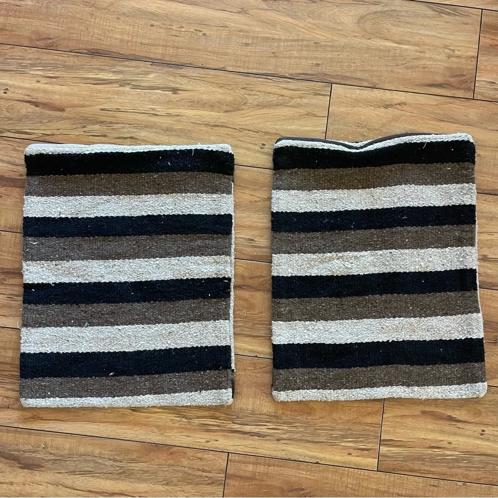 Handwoven Southwestern Accent Pillows in Beige and Black Set of 2